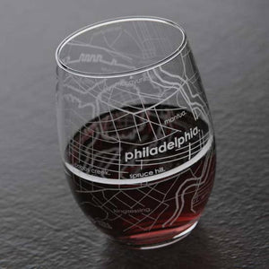Philadelphia Map Wine Glass