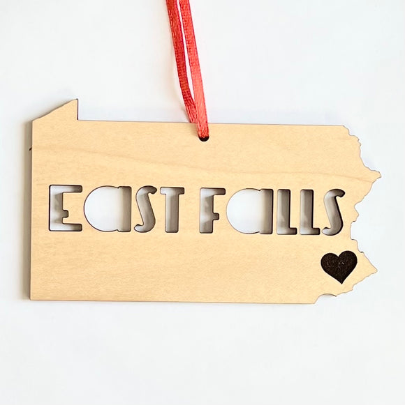 East Falls State & Heart Ornament