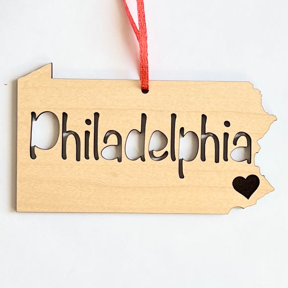 Philadelphia State & Heart Ornament