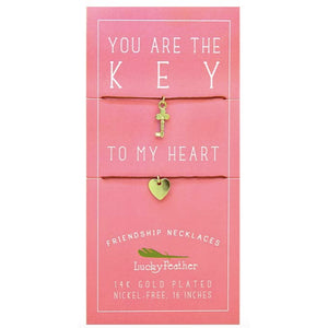 Friendship Necklace 14K Gold Dipped - Key to My Heart Necklace Set